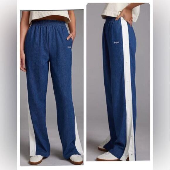 Boyish Tearaway Track Pants Blue Denim White Stripe Size 2